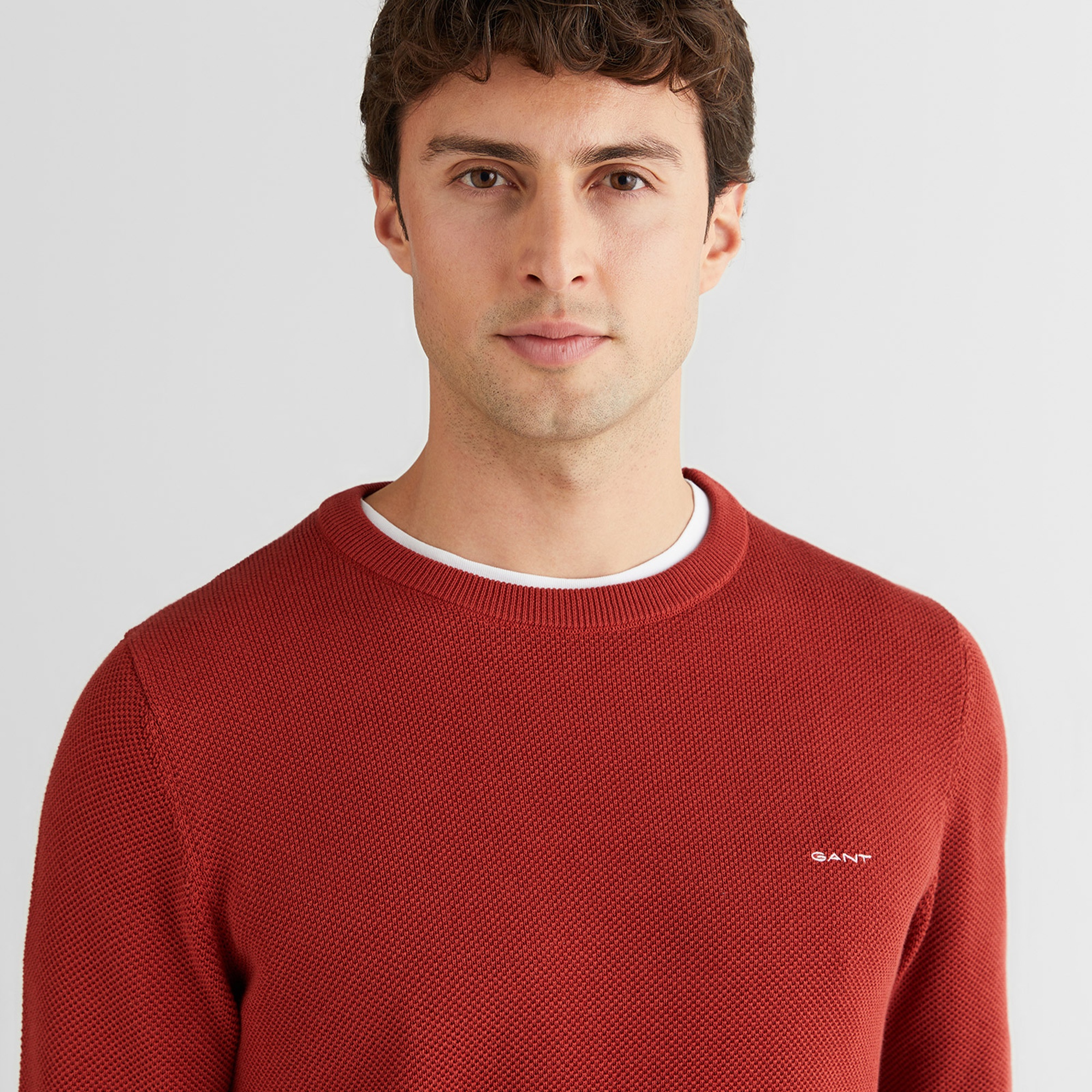 GANT Erkek Kırmızı Regular Fit Bisiklet Yaka Triko