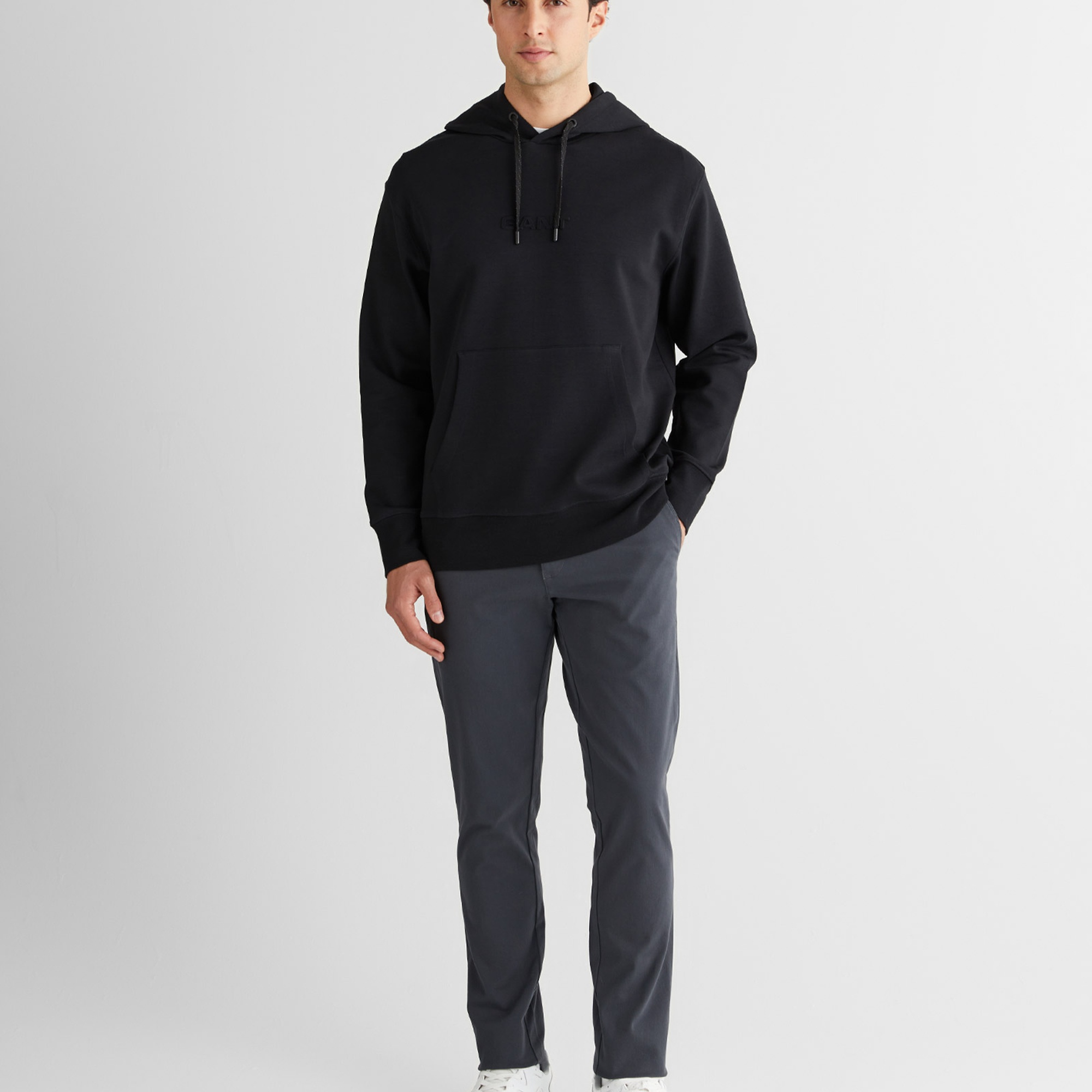 GANT Erkek Siyah Relaxed Fit Kapüşonlu Sweatshirt