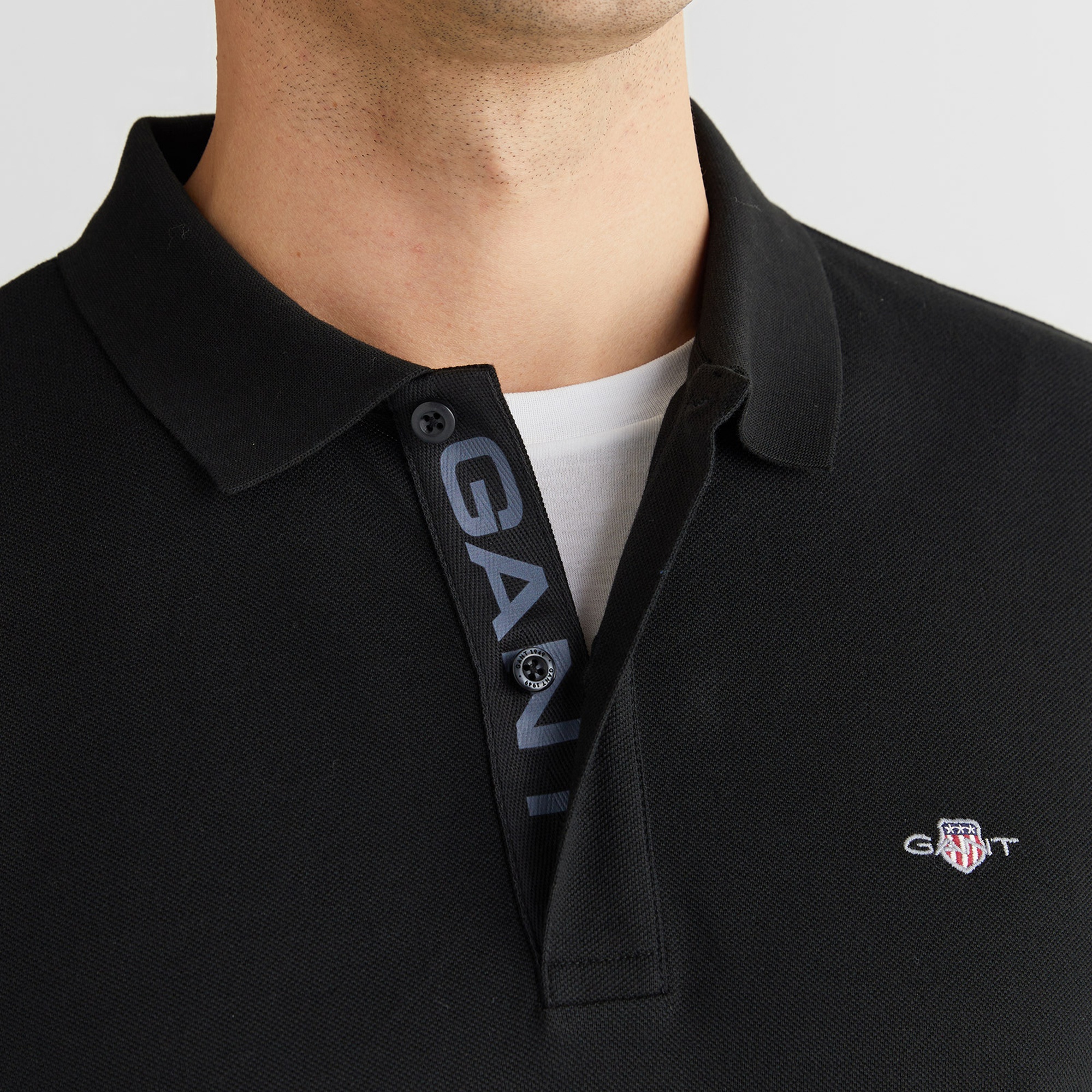 GANT Erkek Siyah Regular Fit Polo Yaka Polo