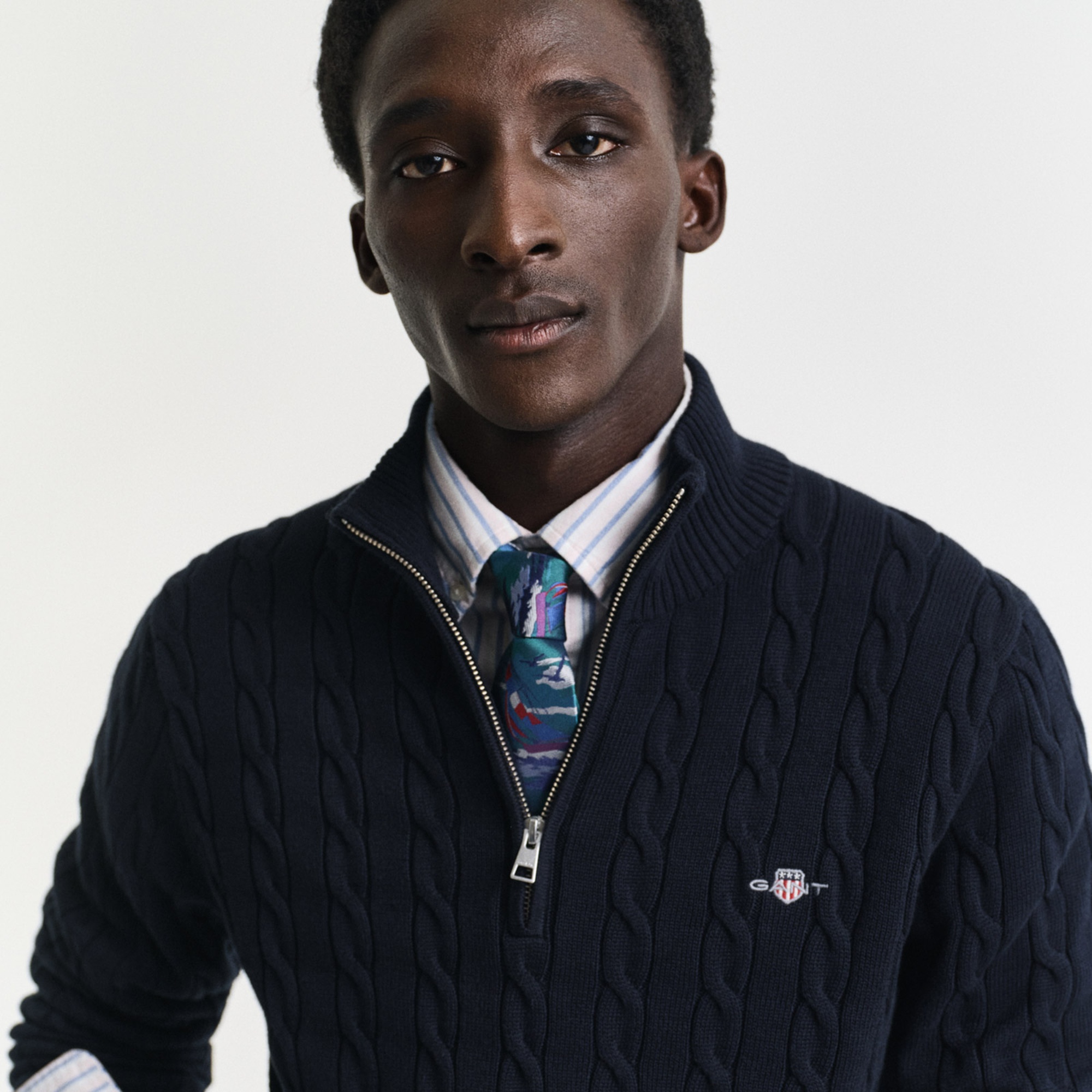 GANT Erkek Lacivert Regular Fit Örgü Kazak