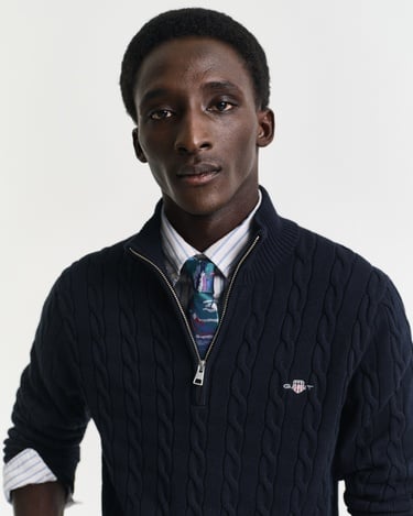  GANT Erkek Lacivert Regular Fit Örgü Kazak