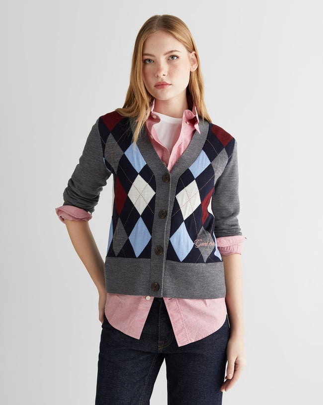  GANT Kadın Gri Regular Fit V Yaka Triko