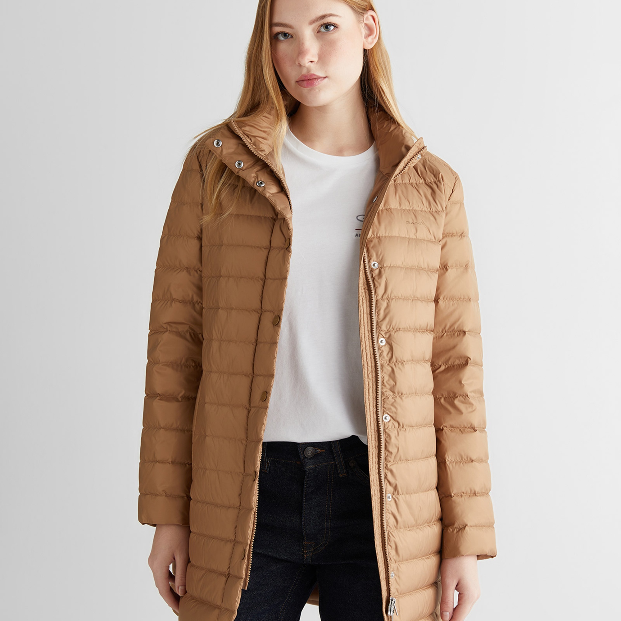 GANT Kadın Bej Regular Fit Fermuarlı Mont