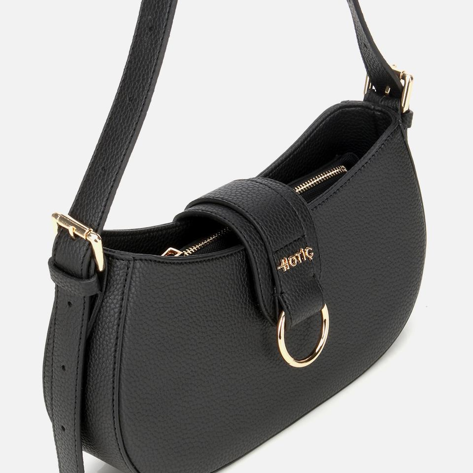 Kadın Siyah Kilit Detaylı Omuz Çantası