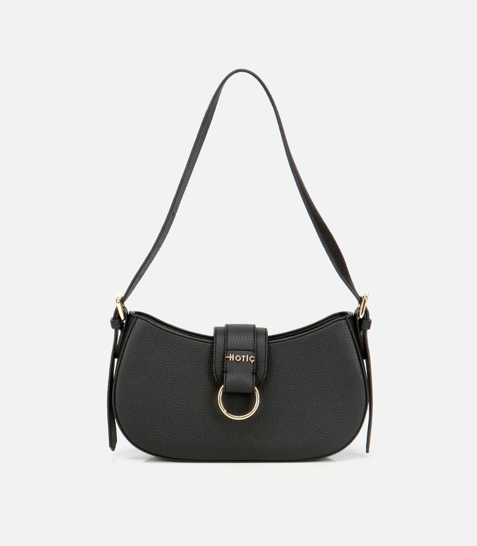  Kadın Siyah Kilit Detaylı Omuz Çantası