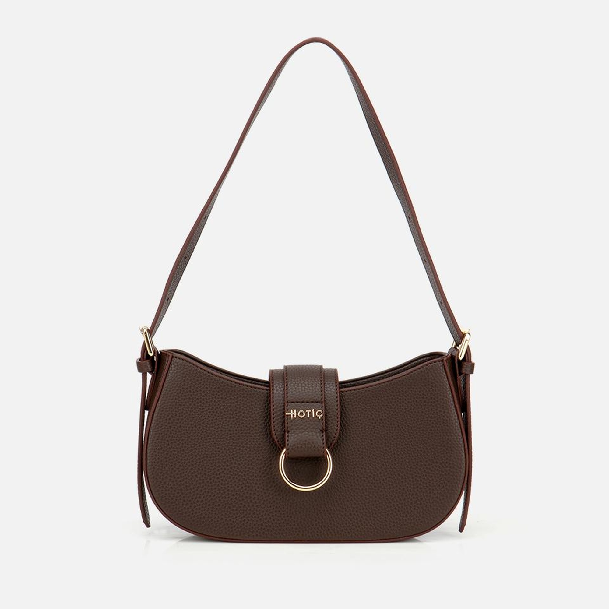 Kadın Kahverengi Kilit Detaylı Omuz Çantası