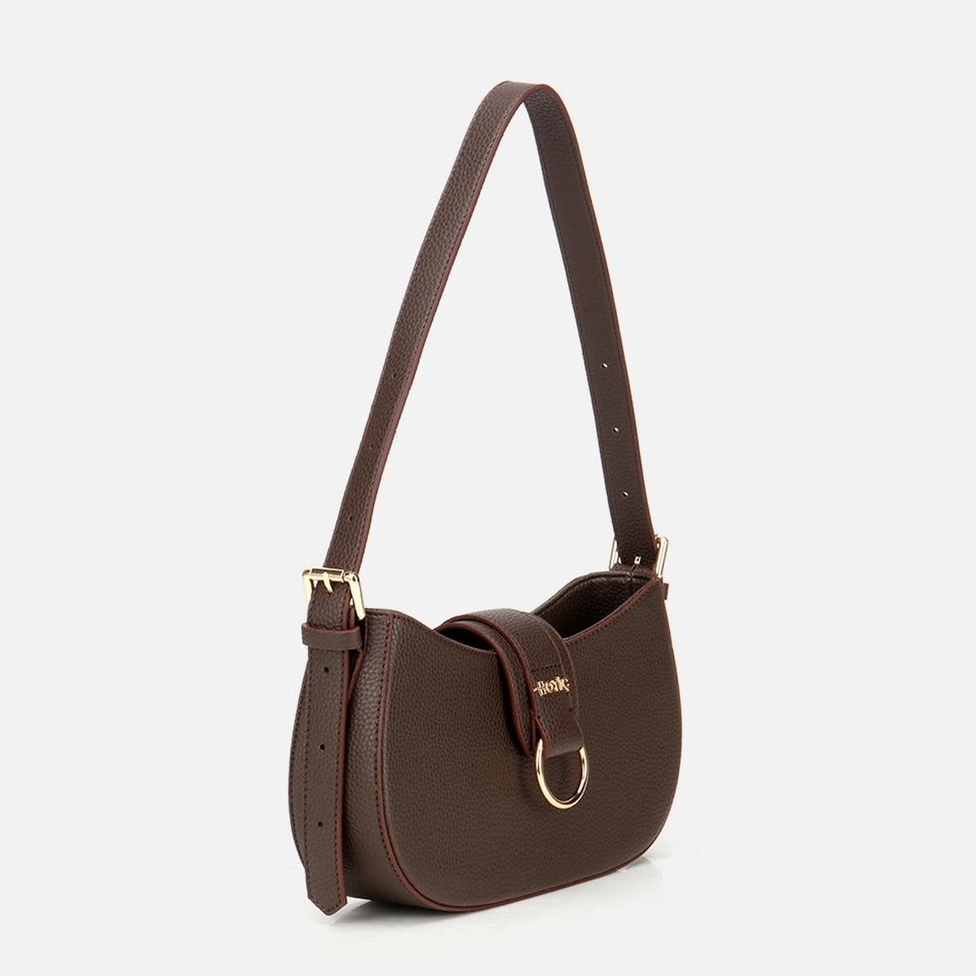 Kadın Kahverengi Kilit Detaylı Omuz Çantası