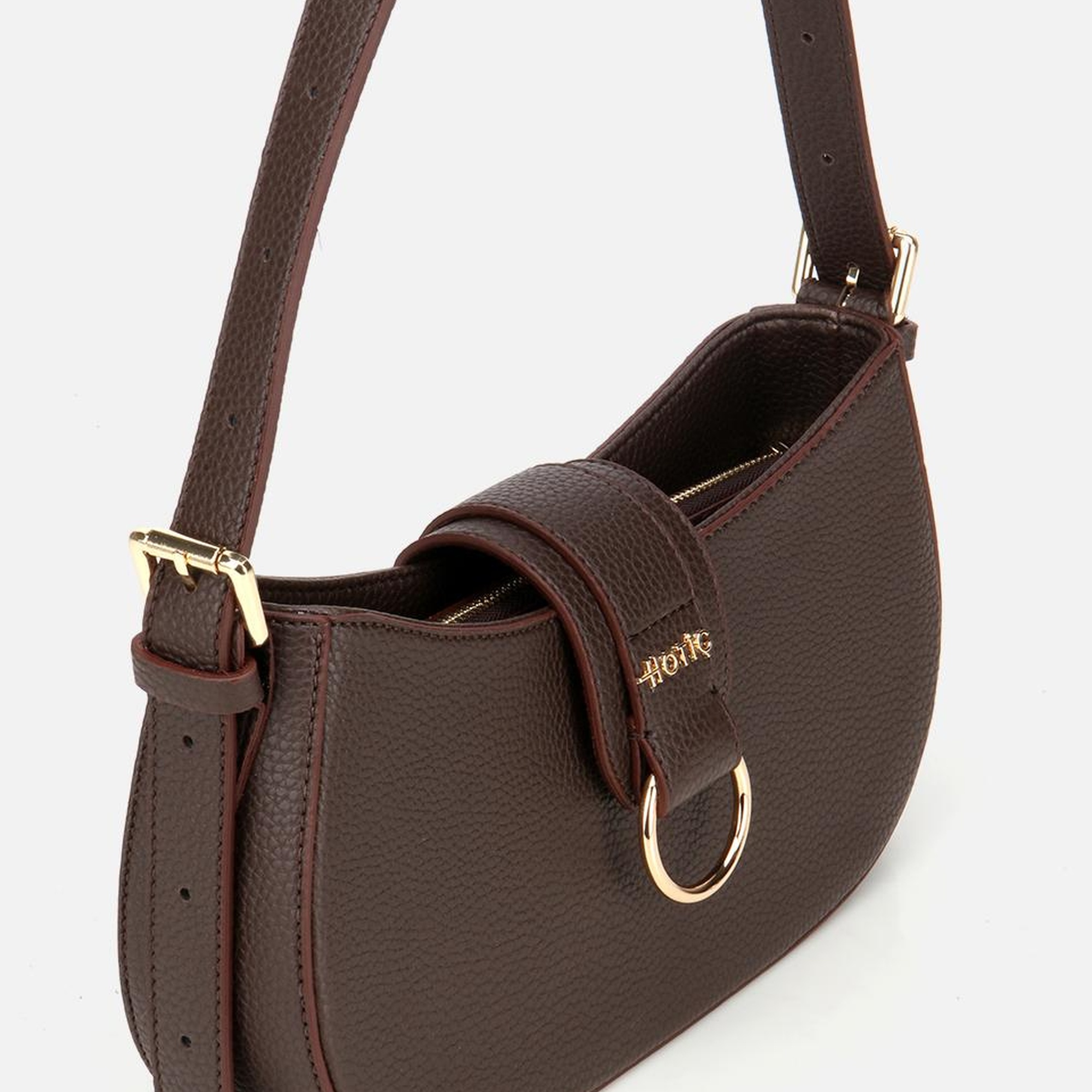 Kadın Kahverengi Kilit Detaylı Omuz Çantası