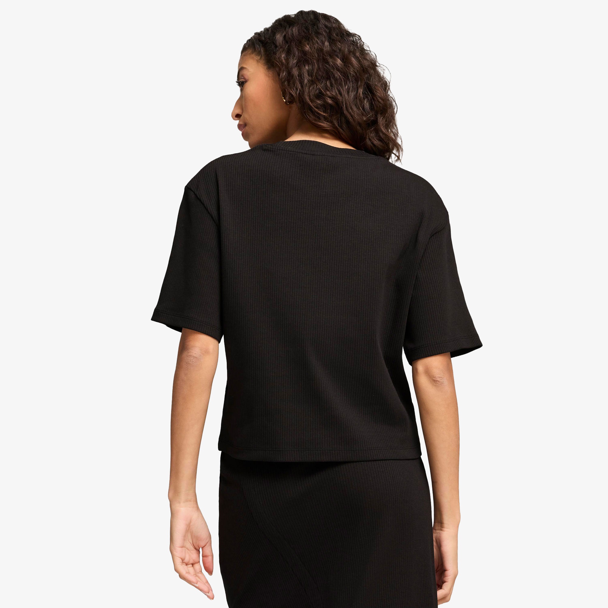 Puma Classıcs Ribbed Relaxed Kadın Siyah T-Shirt