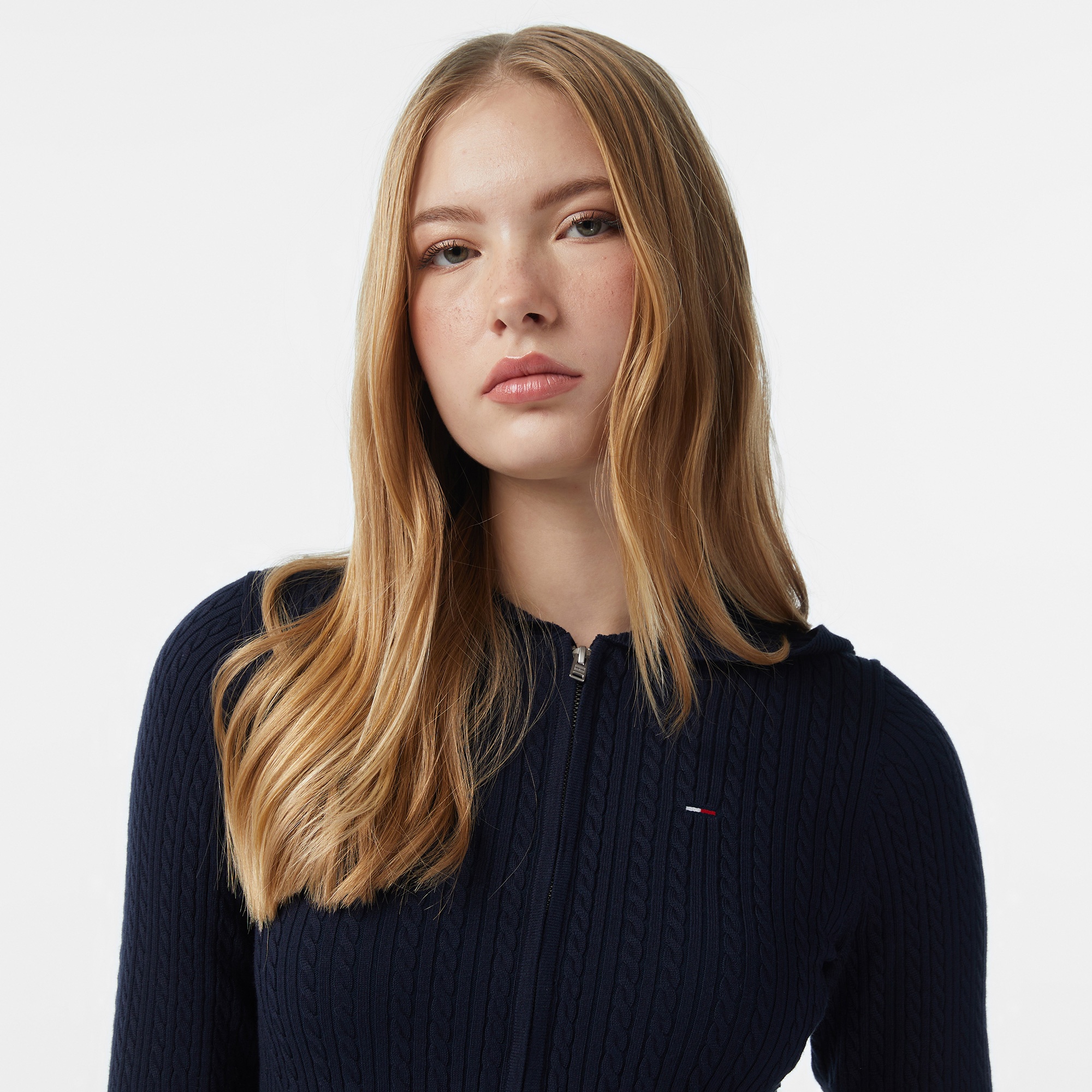 Tommy Jeans Essential Cardi Kadın Fermuarlı Lacivert Hırka