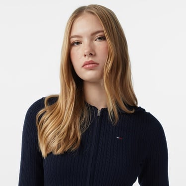  Tommy Jeans Essential Cardi Kadın Fermuarlı Lacivert Hırka