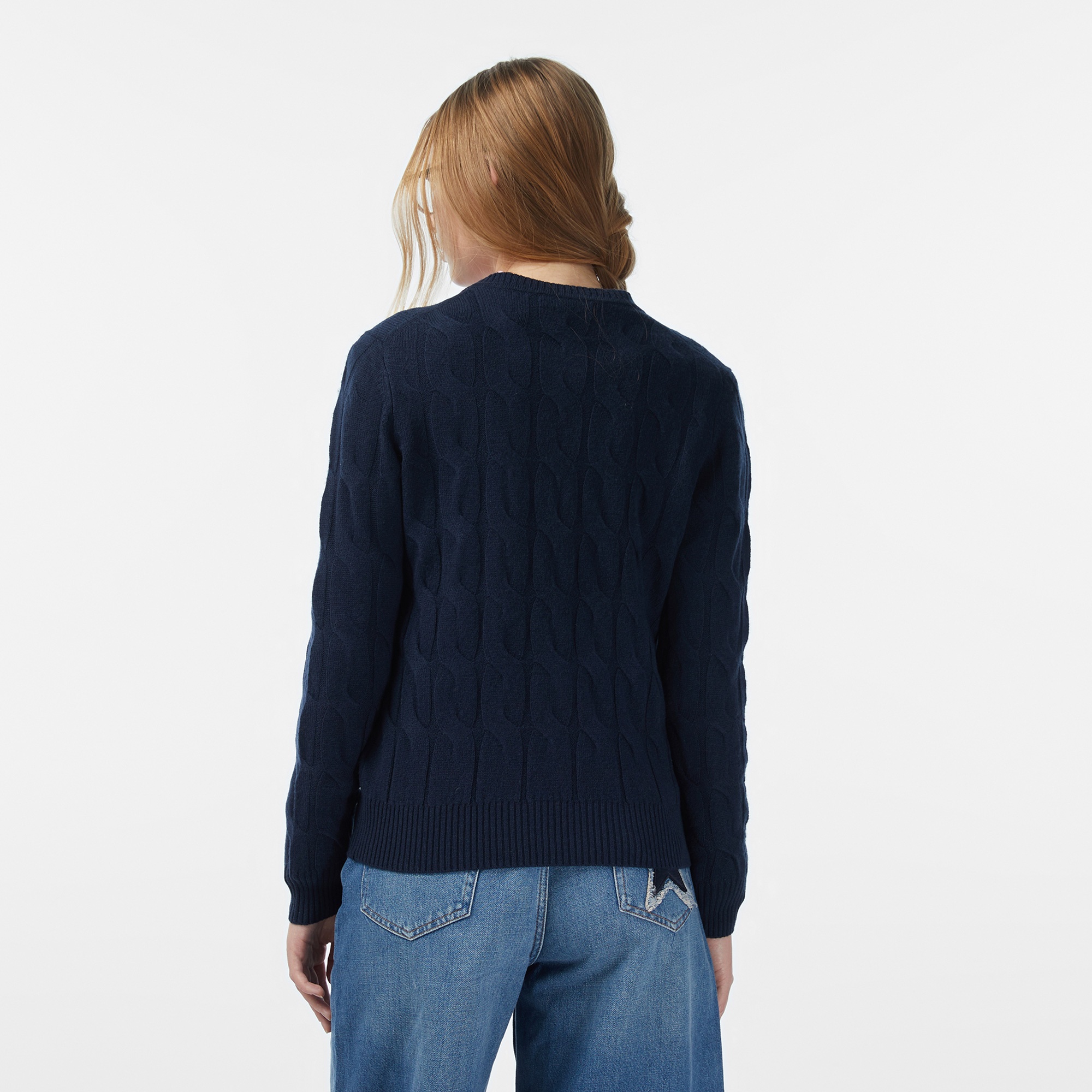 Tommy Hilfiger Soft Wool Cable Kadın Lacivert Kazak