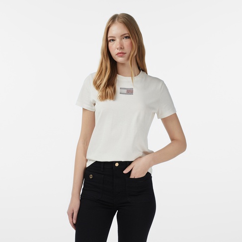  Tommy Jeans Regular Party Flag Kadın Beyaz T-Shirt
