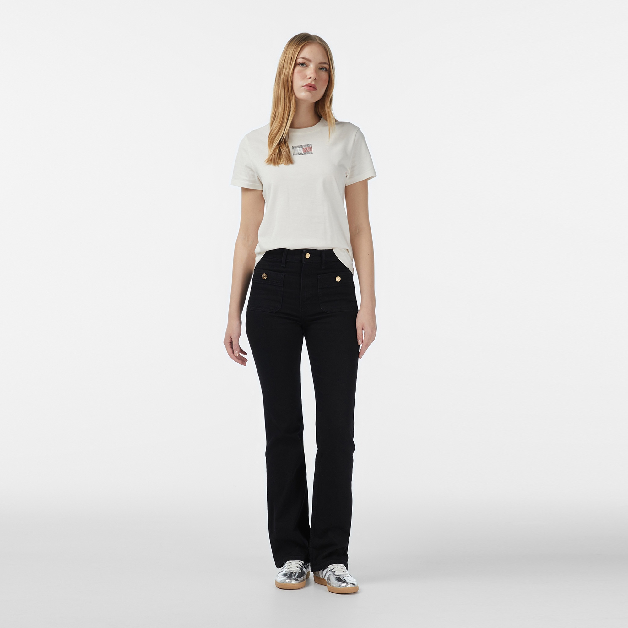 Tommy Jeans Regular Party Flag Kadın Beyaz T-Shirt