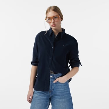  Tommy Hilfiger Corduroy Relaxed Kadın Lacivert Gömlek