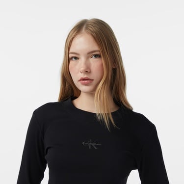  Calvin Klein Monologo Baby Kadın Siyah T-Shirt