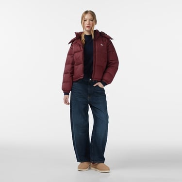  Calvin Klein Essential Midweight Puffer Kadın Kırmızı Mont