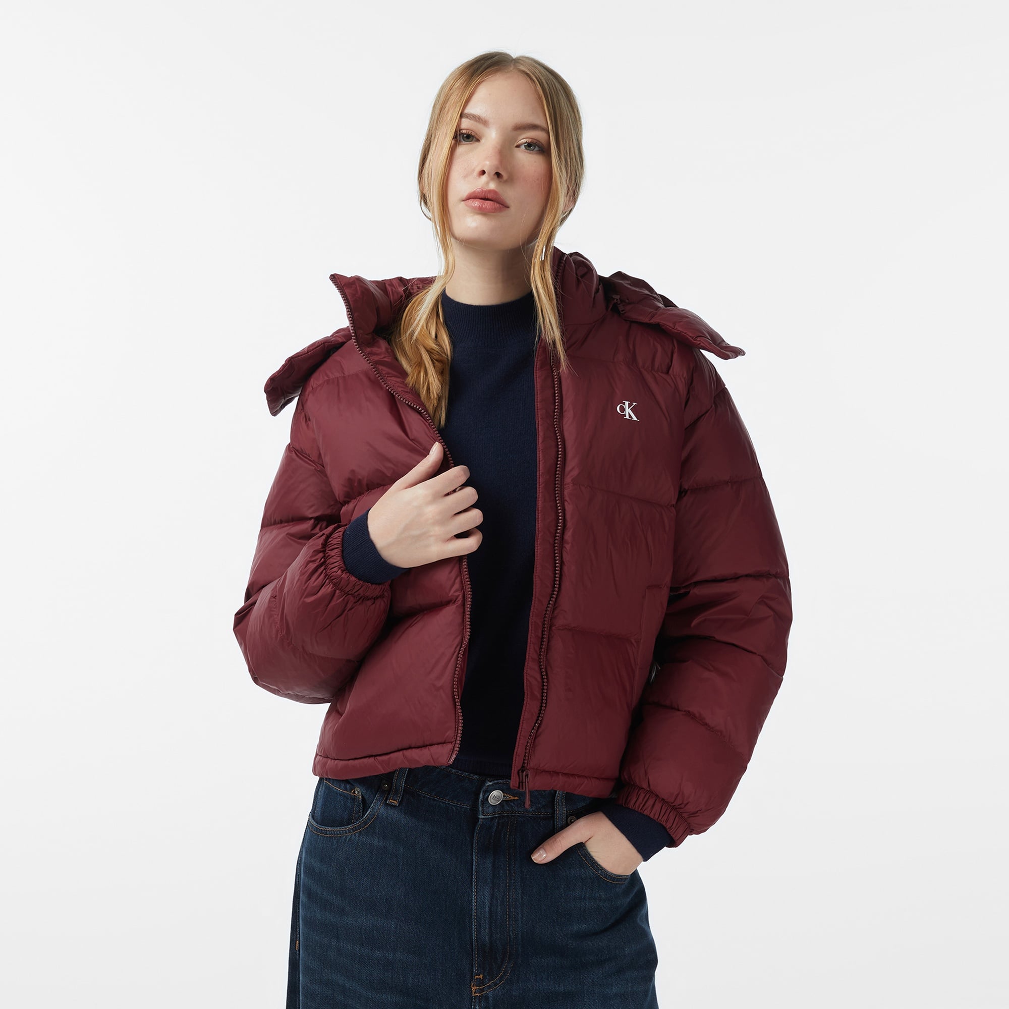 Calvin Klein Essential Midweight Puffer Kadın Kırmızı Mont