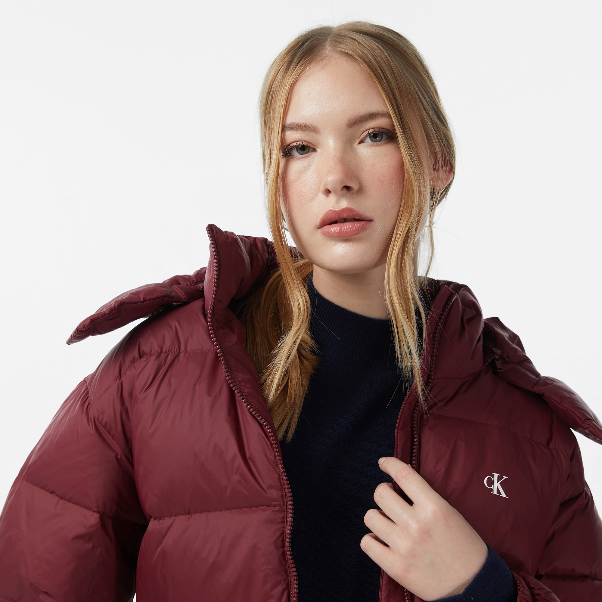 Calvin Klein Essential Midweight Puffer Kadın Kırmızı Mont