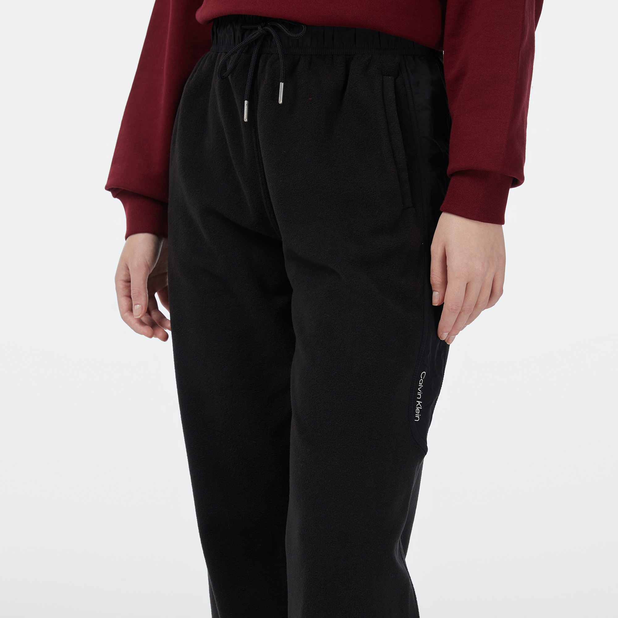 Calvin Klein Mixed Media Polar Fleece Jogger Kadın Siyah Eşofman Altı