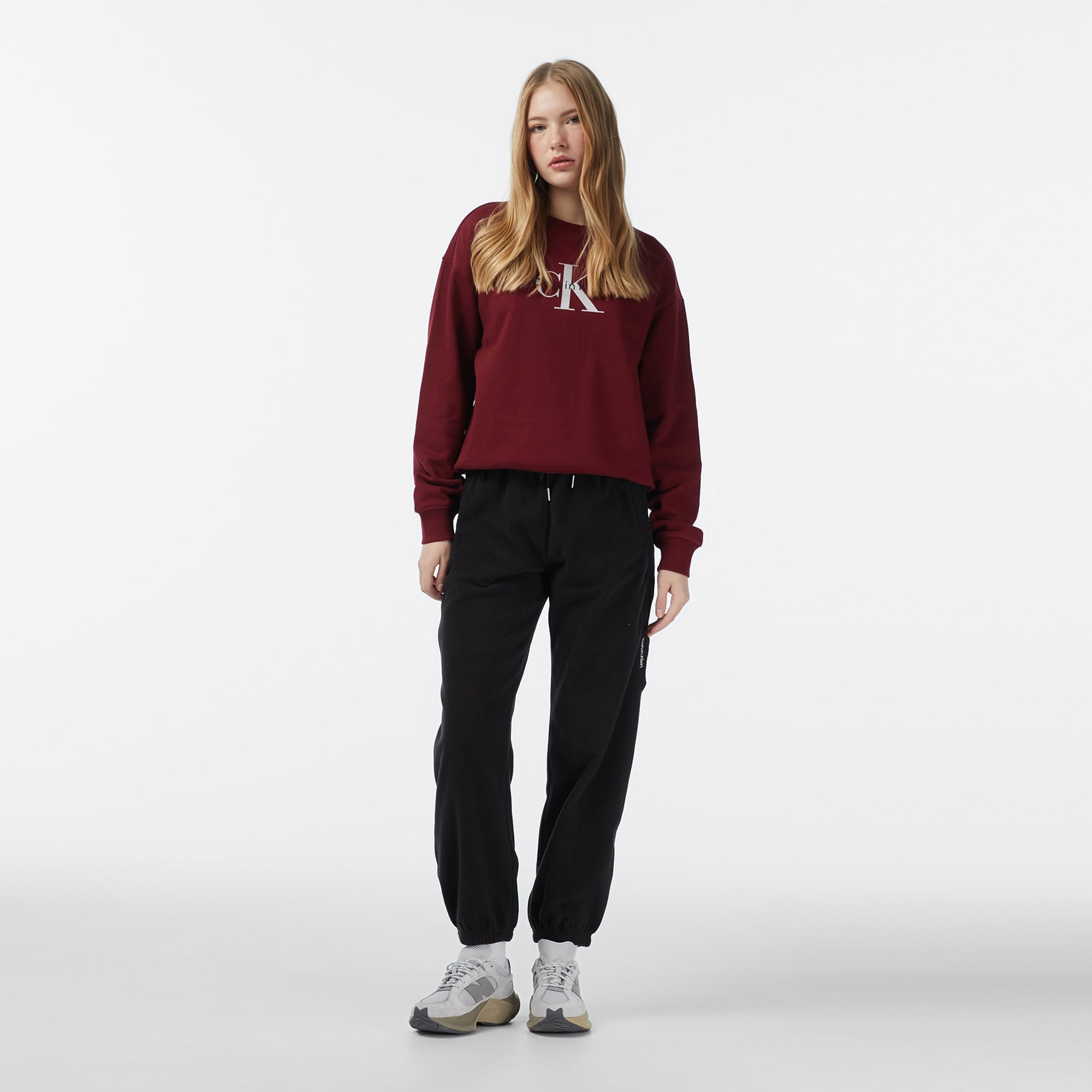 Calvin Klein Mixed Media Polar Fleece Jogger Kadın Siyah Eşofman Altı