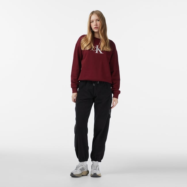  Calvin Klein Mixed Media Polar Fleece Jogger Kadın Siyah Eşofman Altı