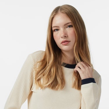  Calvin Klein Waffle Kadın Beyaz T-Shirt