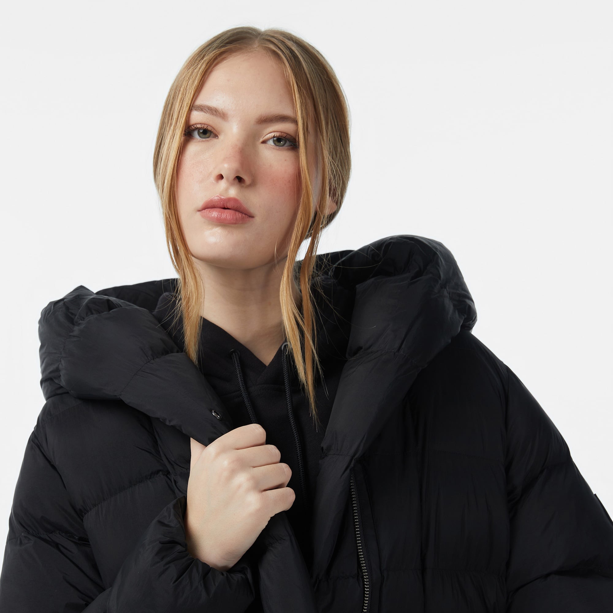 Calvin Klein Shine Wrap Puffer Kadın Siyah Mont