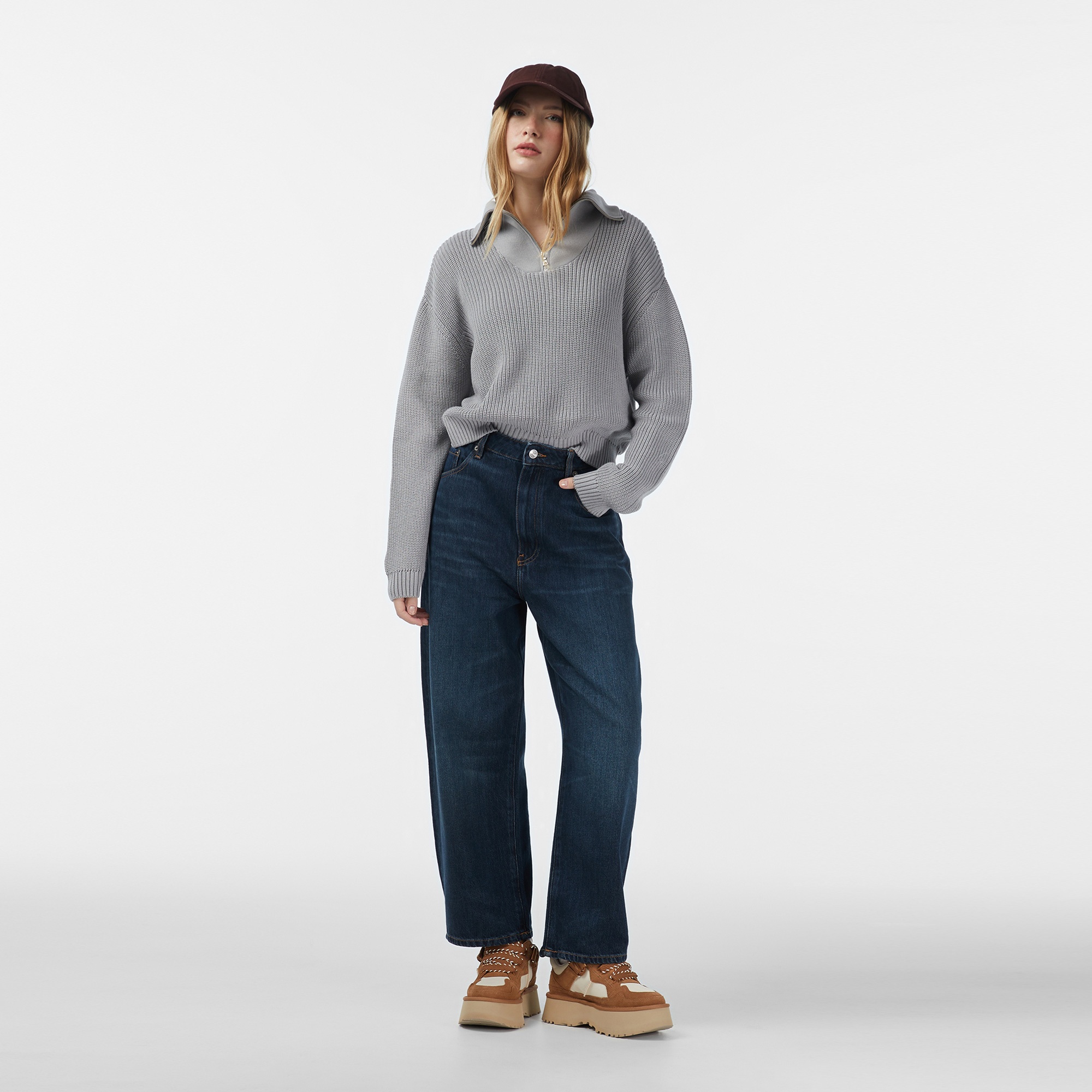 Les Benjamins 308 Kadın Gri Triko