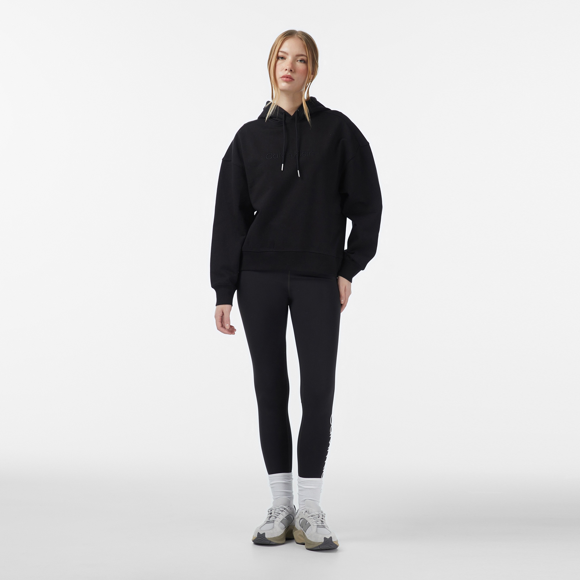 Calvin Klein Logo French Terry Kadın Siyah Sweatshirt