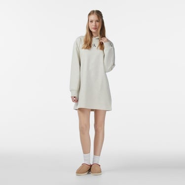  Calvin Klein Monologo Premium Terry Kadın Gri Elbise