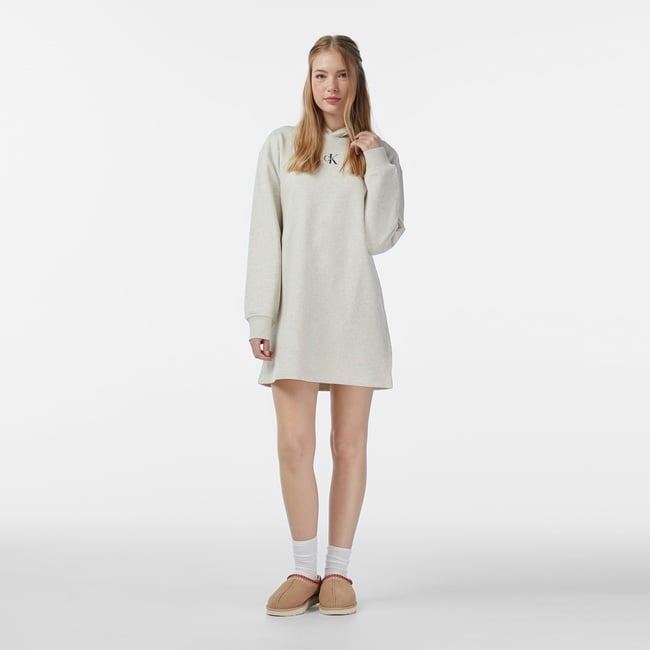  Calvin Klein Monologo Premium Terry Kadın Gri Elbise