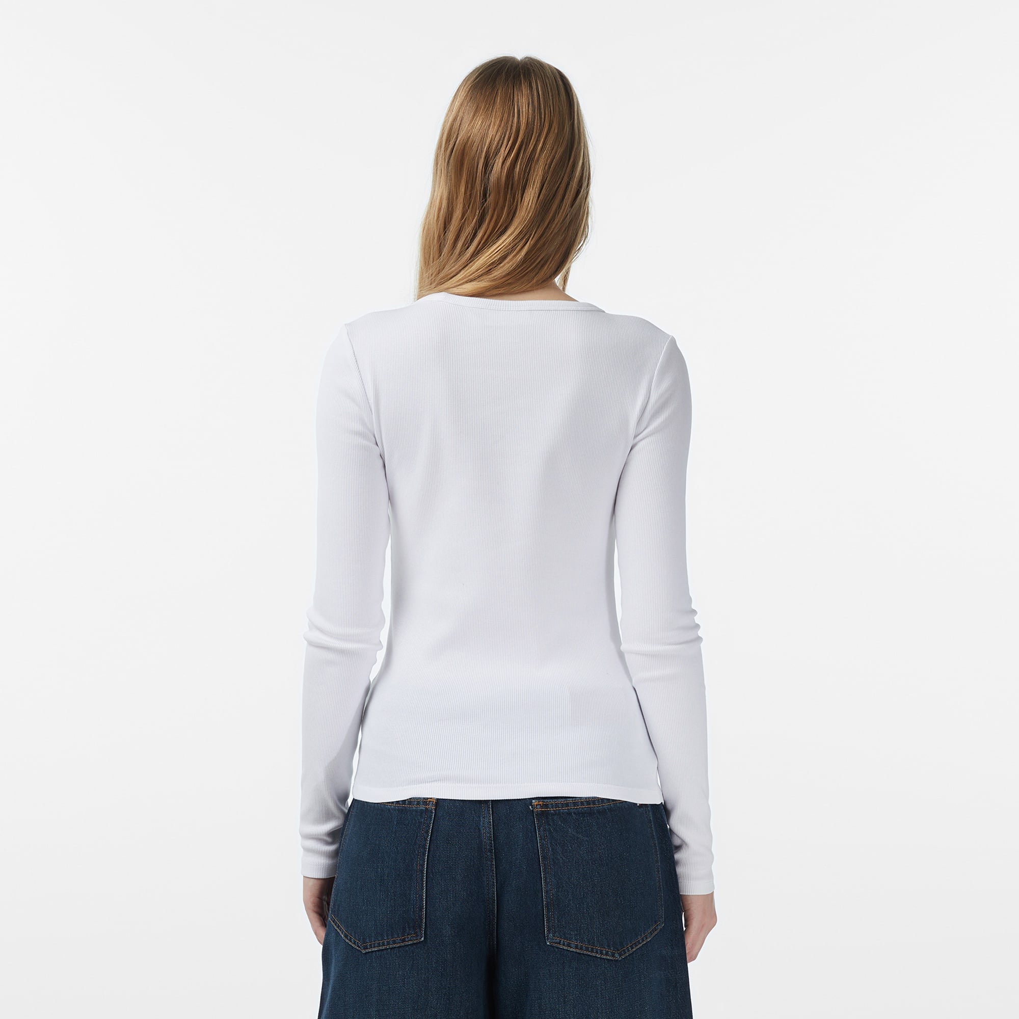 Calvin Klein Woven Label Kadın Beyaz T-Shirt