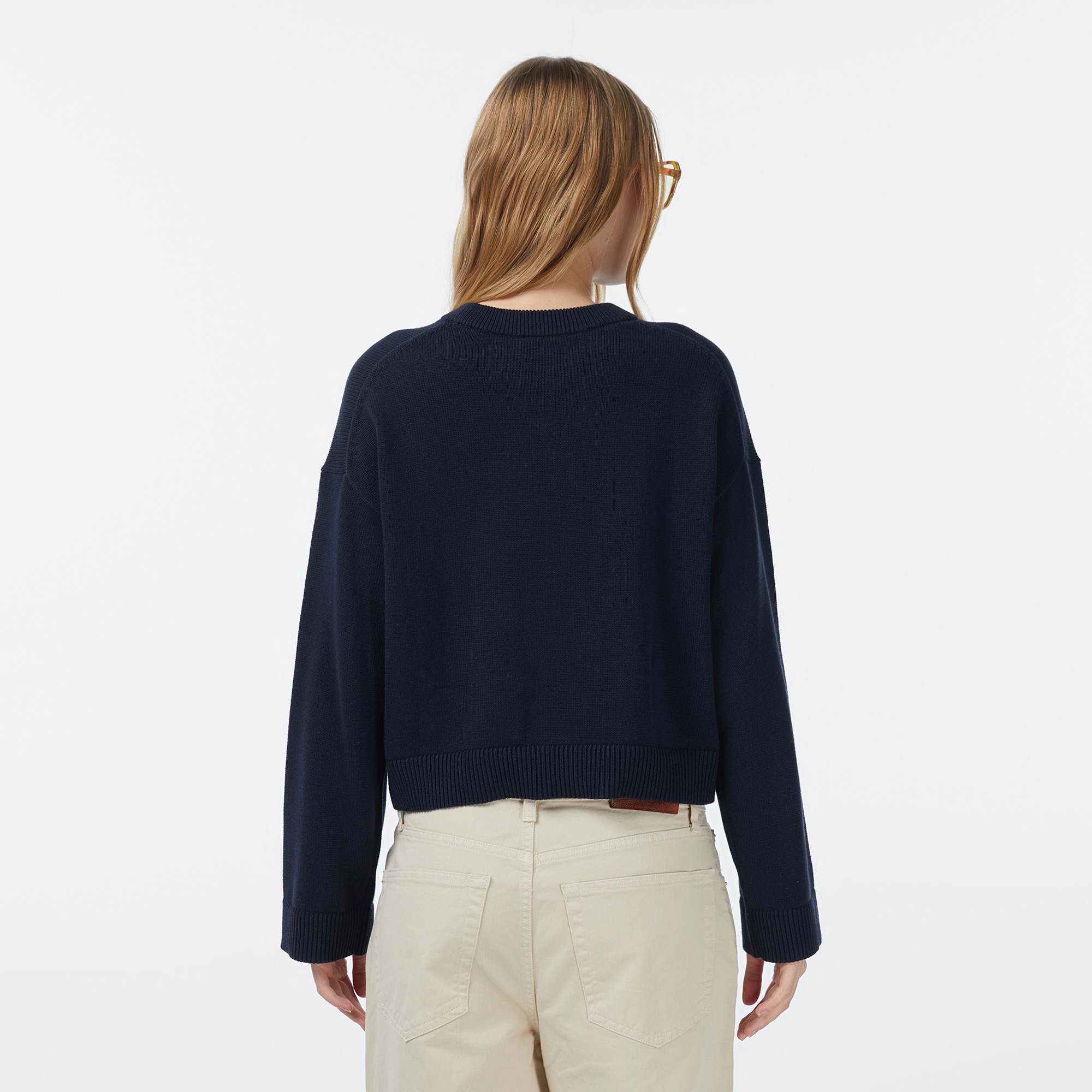 Calvin Klein Smooth Cotton Kadın Mavi Triko