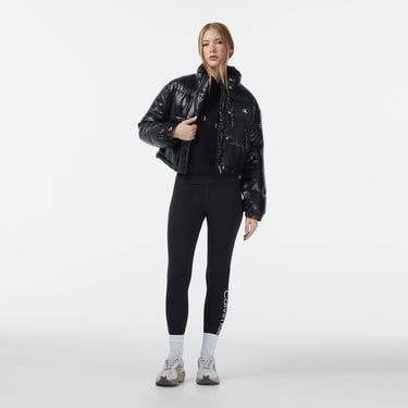  Calvin Klein Shine Crop Puffer Kadın Siyah Ceket