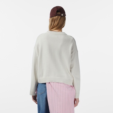  Calvin Klein Smooth Cotton Kadın Beyaz Triko