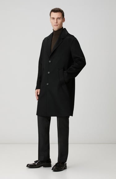  Network Erkek Siyah Limited Yün Palto