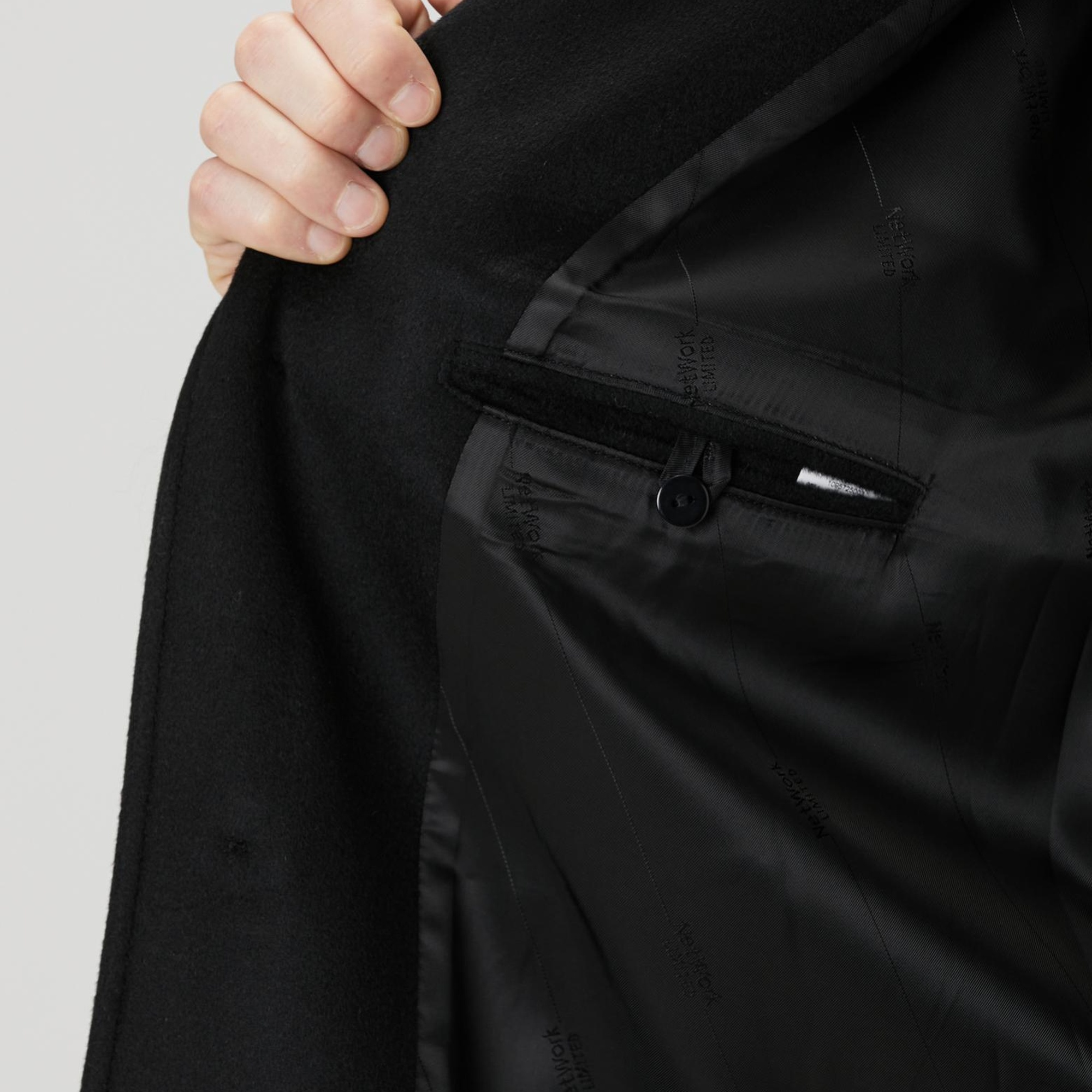 Network Erkek Siyah Limited Yün Palto