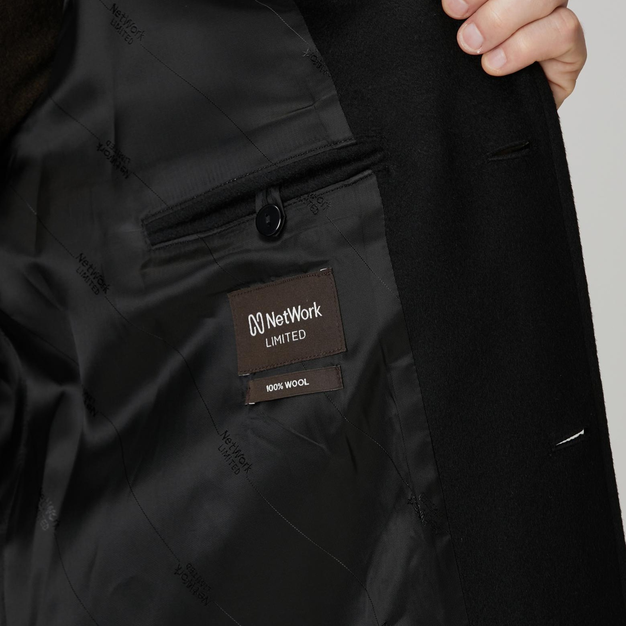 Network Erkek Siyah Limited Yün Palto