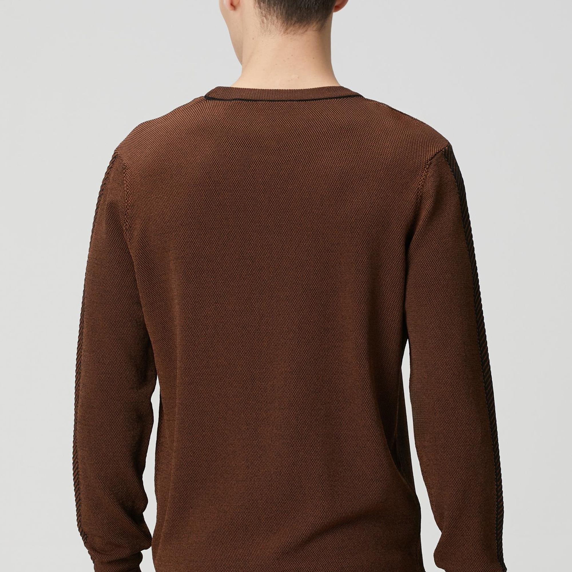 Network Erkek Kahverengi Kolu Jakar Detaylı Triko Kazak