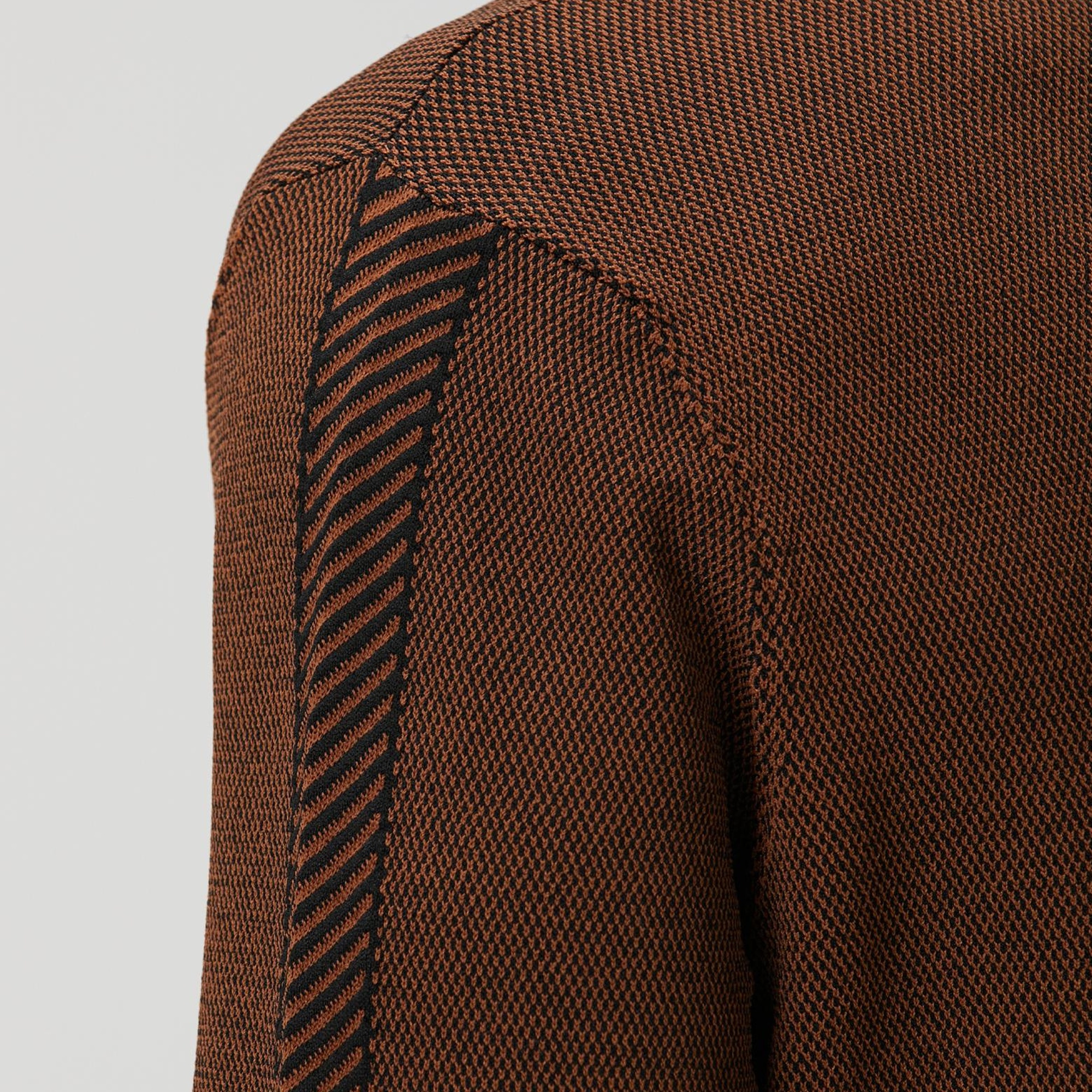 Network Erkek Kahverengi Kolu Jakar Detaylı Triko Kazak