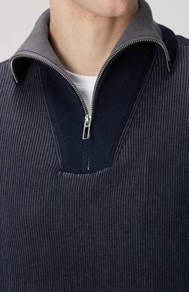  Network Erkek Lacivert Dik Yaka Çift Renk Kazak