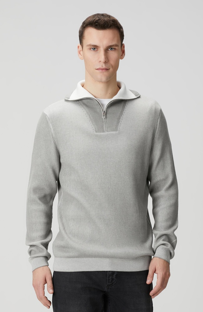  Network Erkek Açık Gri Dik Yaka Çift Renk Kazak