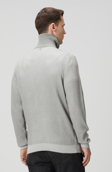 Network Erkek Açık Gri Dik Yaka Çift Renk Kazak
