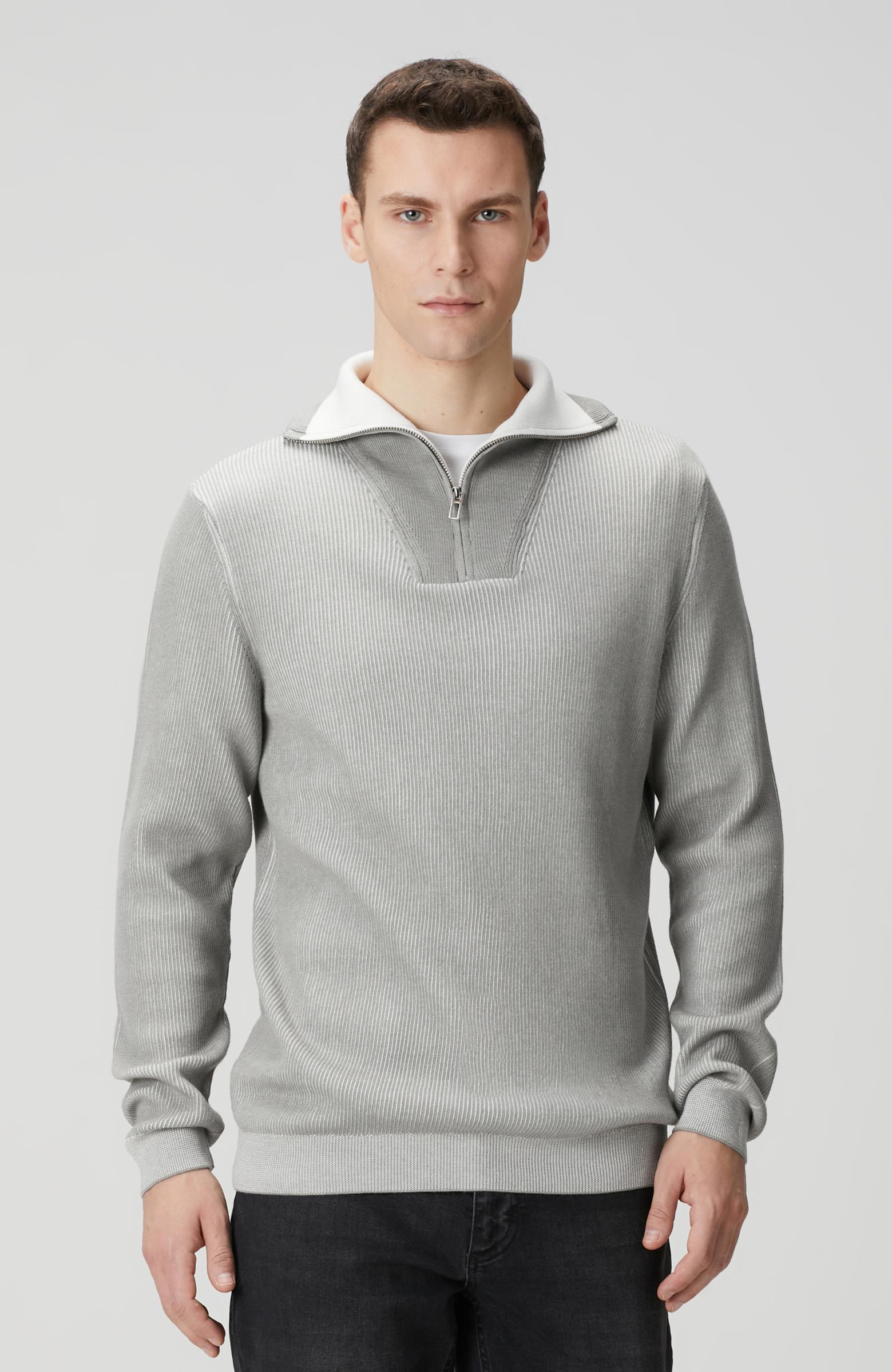  Network Erkek Açık Gri Dik Yaka Çift Renk Kazak