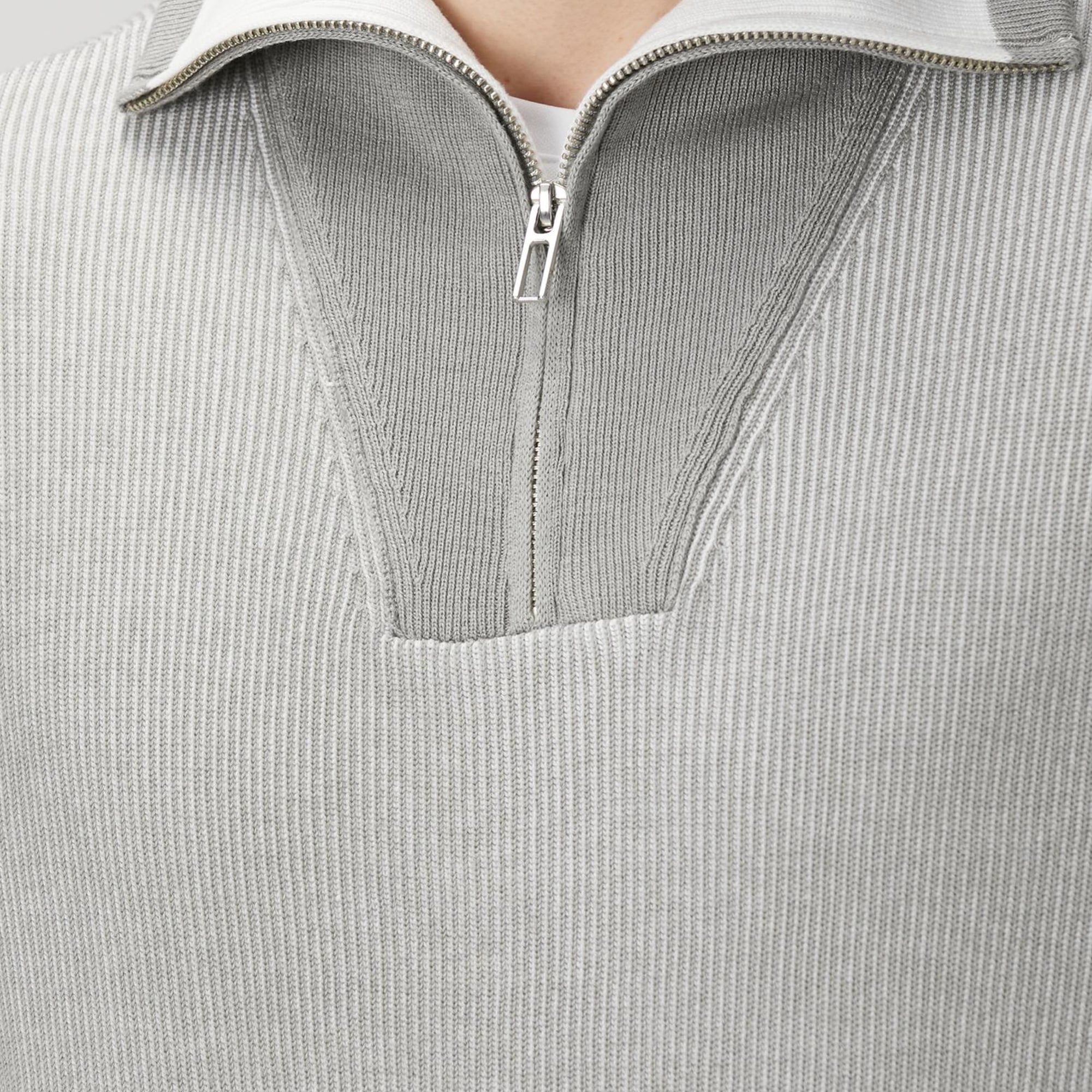 Network Erkek Açık Gri Dik Yaka Çift Renk Kazak