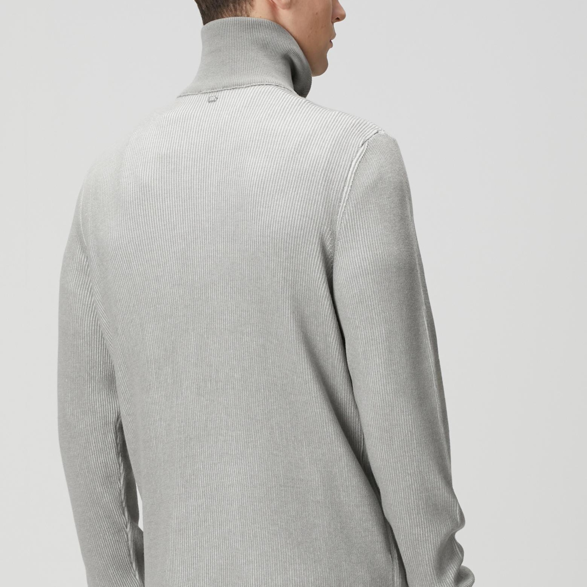 Network Erkek Açık Gri Dik Yaka Çift Renk Kazak