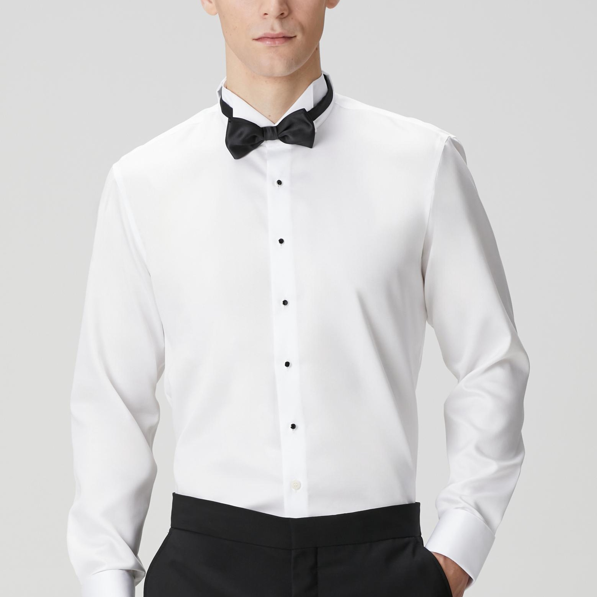 Network Erkek Non-Iron Beyaz Smokin Gömlek