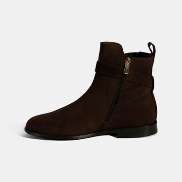  Kadın Kahve Ayarlanabilir Tokalı Süet Bot