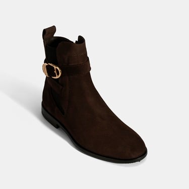  Kadın Kahve Ayarlanabilir Tokalı Süet Bot